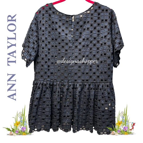 Ann Taylor Blue and Black Overlay Top - Size Small - Picture 6 of 8